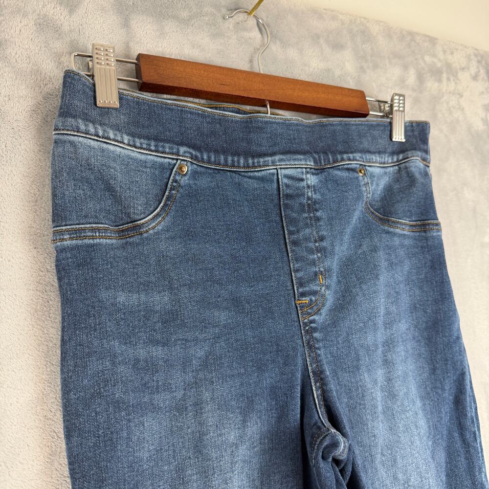 Spanx Jeans Womens L Straight Crop Denim Pull On Vintage Indigo High‎ Rise
